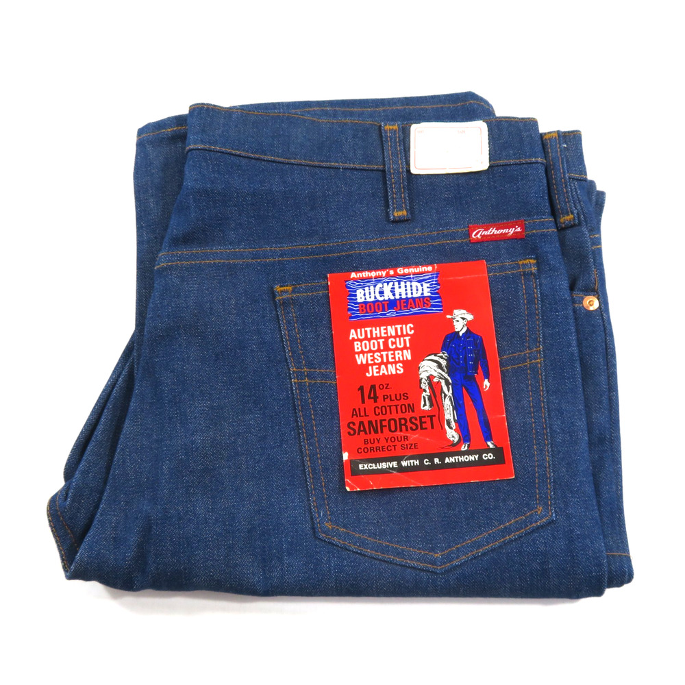 Anthony's Buckhide Jeans Boot Sanforset Blue 40L x 34 NWT 1970s